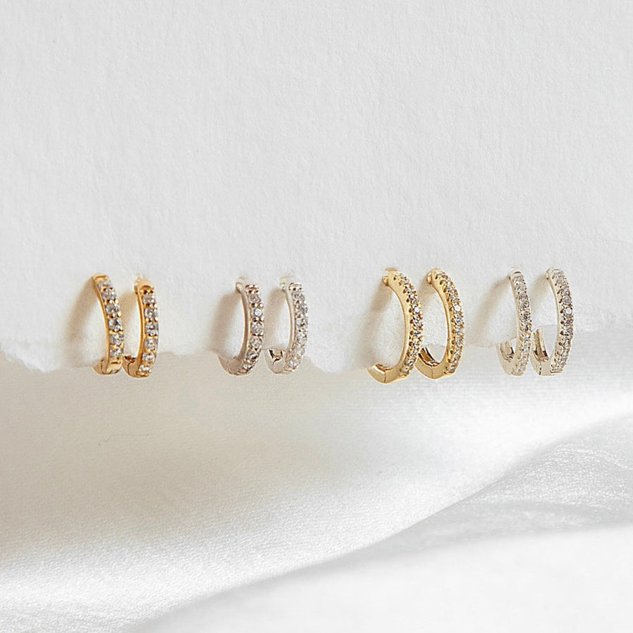 Tiny Crystal Huggies - Silver / Gold