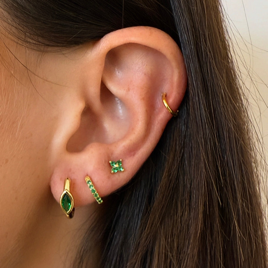 Tiny Crystal Huggies - Emerald