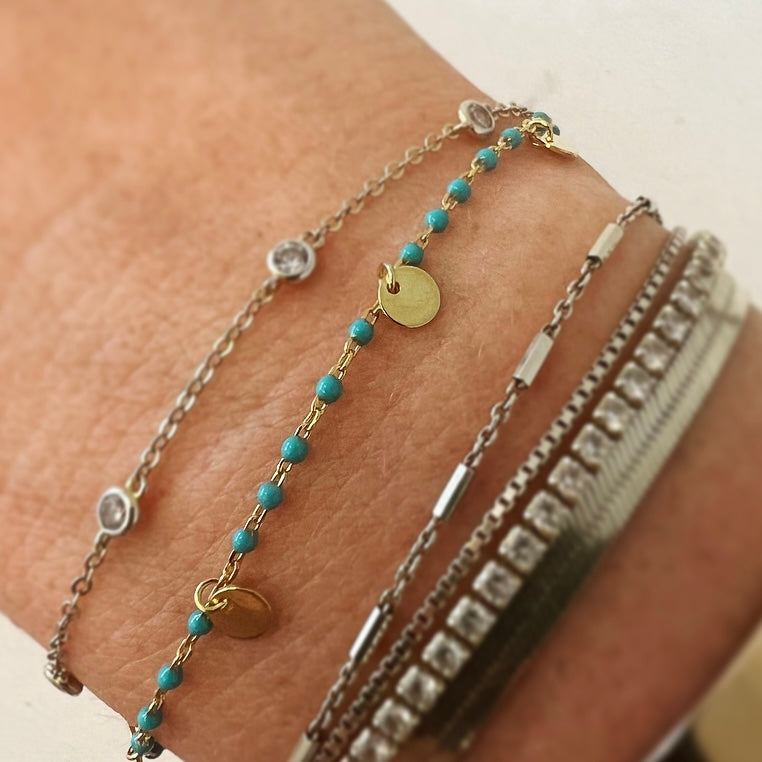 Tiny Disc Stone Bracelet