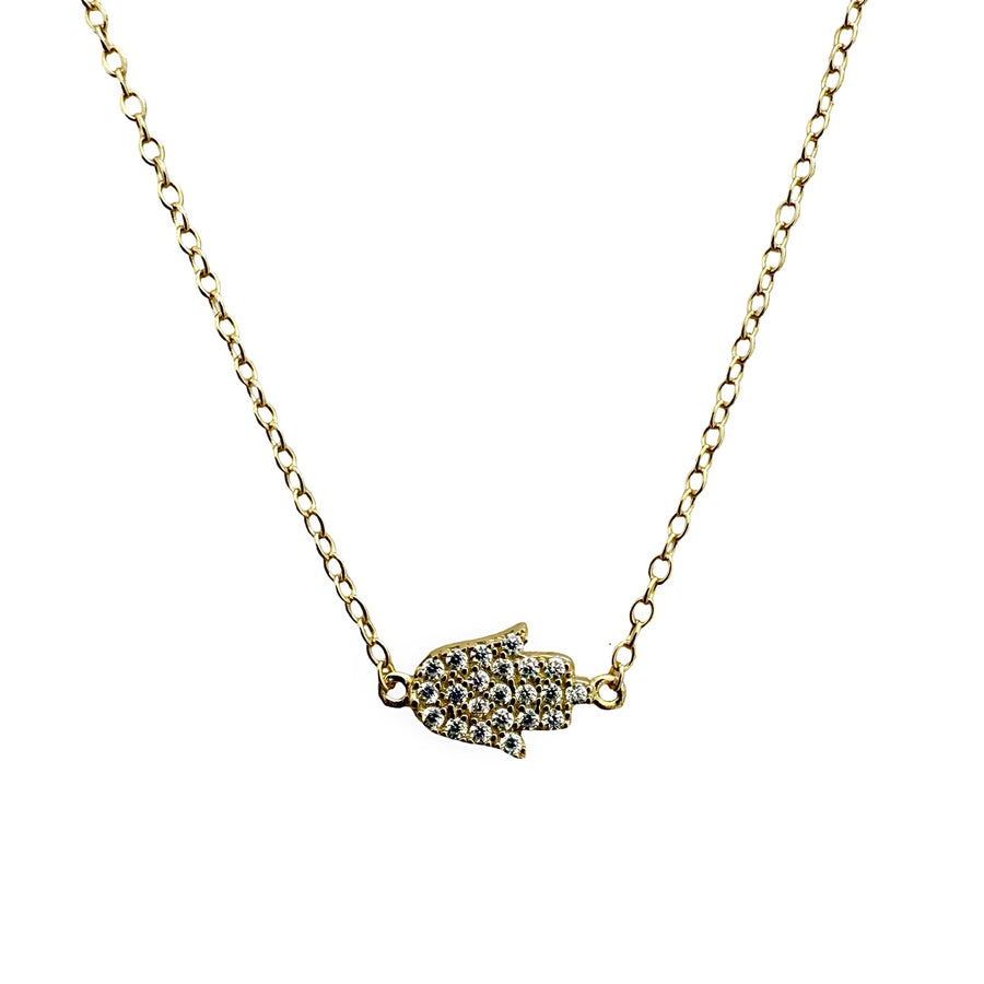 Crystal Hamsa Horizontal Necklace
