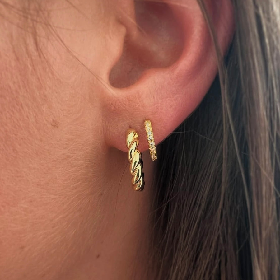 Tiny Crystal Huggies - Silver / Gold