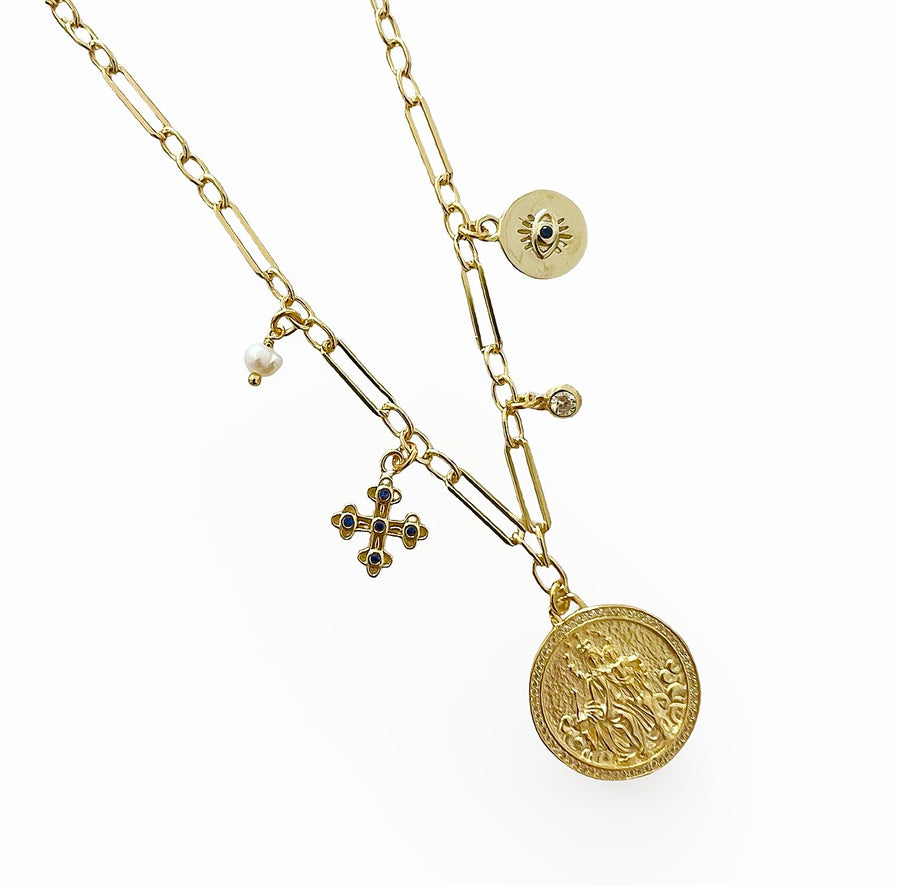 Charm Necklace - Blue Accents