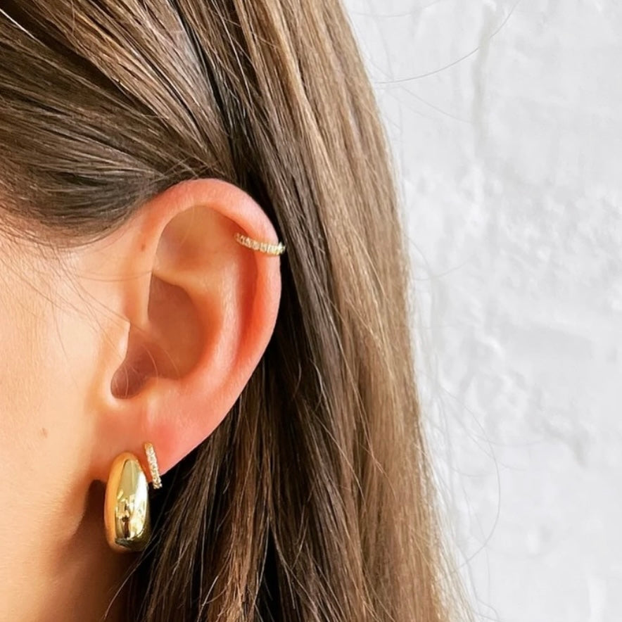 Tiny Crystal Huggies - Silver / Gold