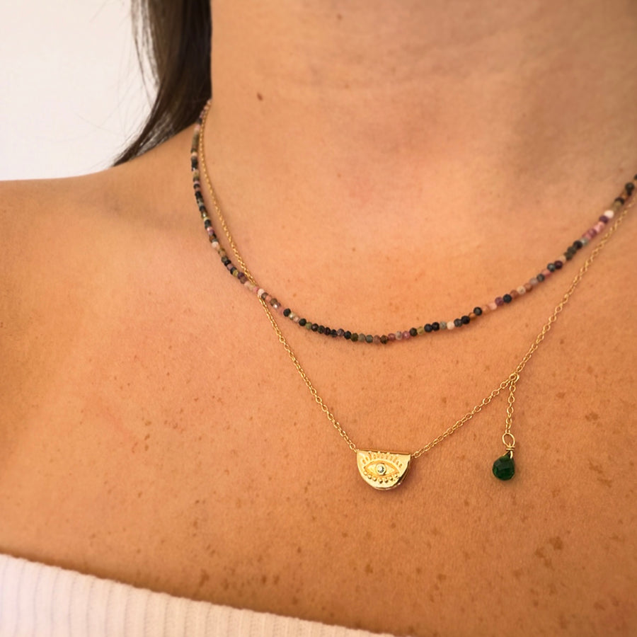 Cresent Eye Necklace- Gold or Silver
