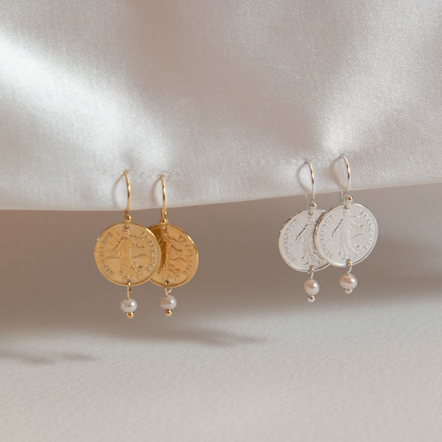 Coin & Pearl Earrings