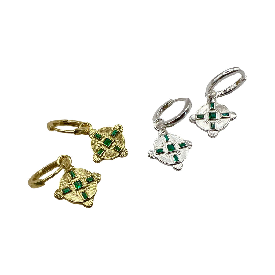 Eastern Emerald Earrings - Gold or Silver