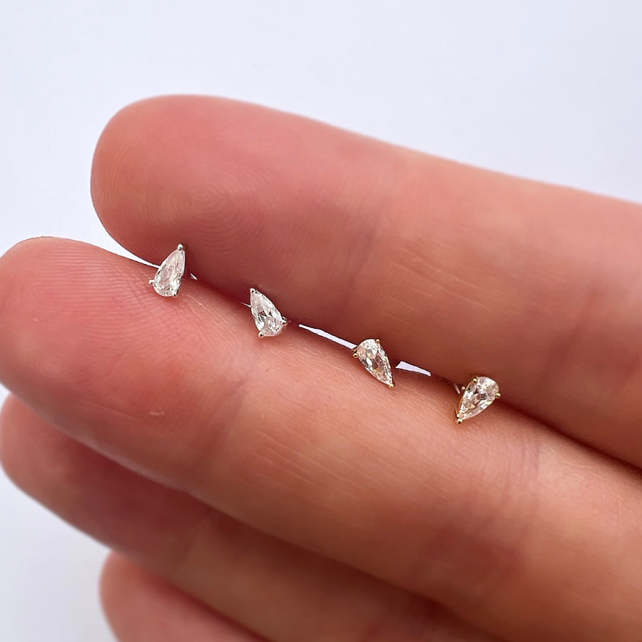 Tiny Pear Crystal Studs