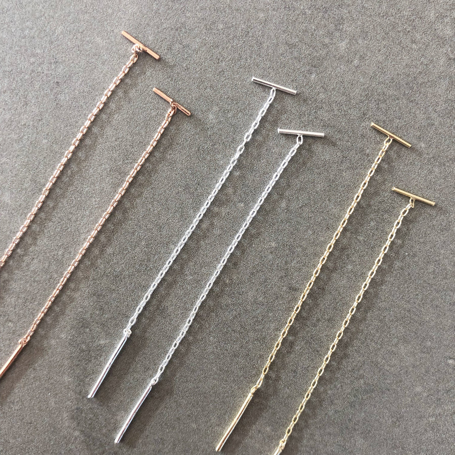 Thread Through Bar Earrings - Silver / Gold / Rose Gold