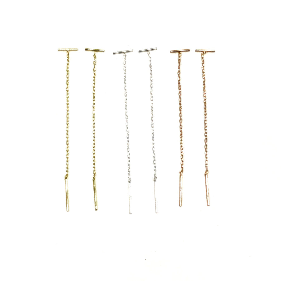 Thread Through Bar Earrings - Silver / Gold / Rose Gold